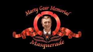 Marty Gear Memorial Masquerade logo, with Marty Fear as a vampire